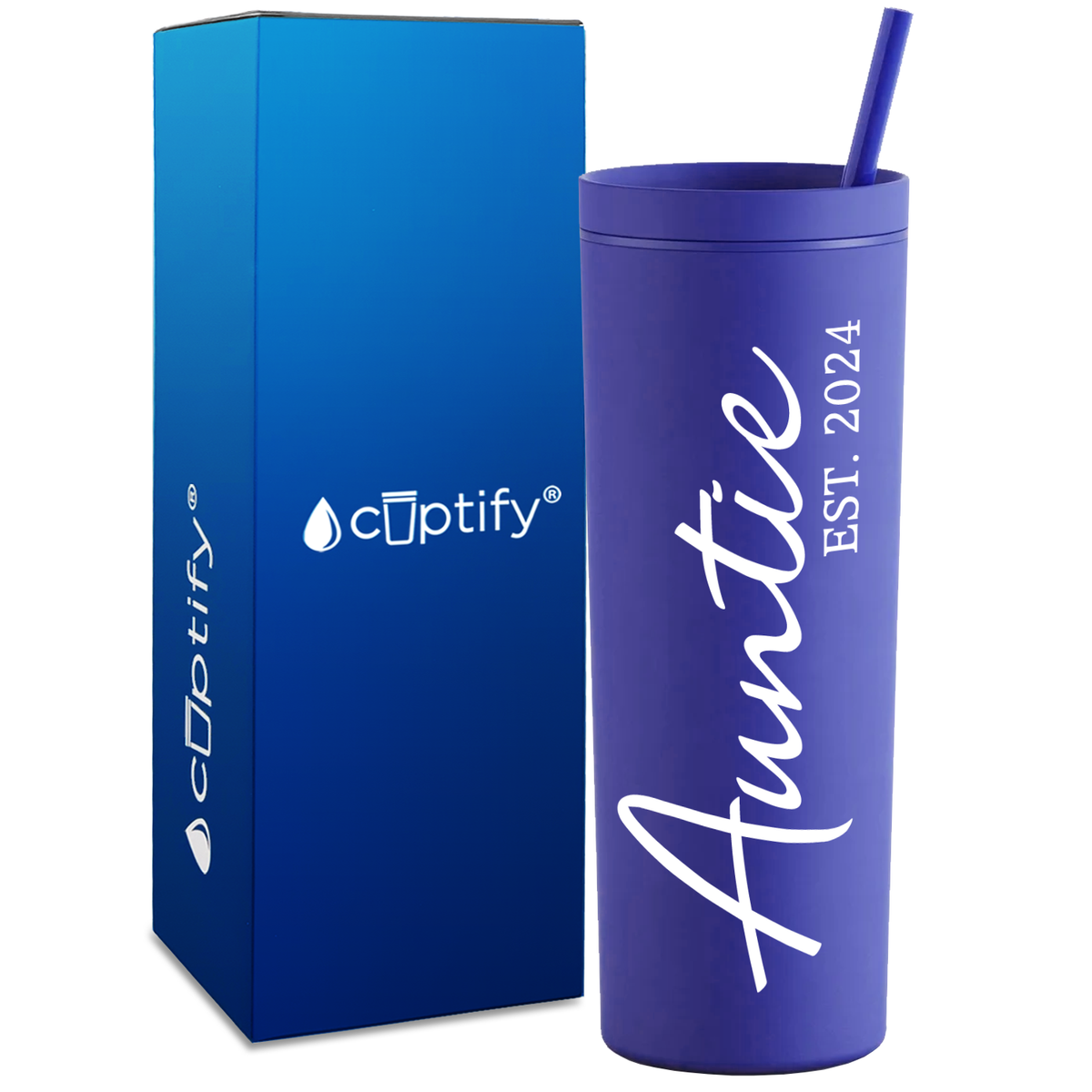 Auntie Established on 18oz Acrylic Skinny Tumbler