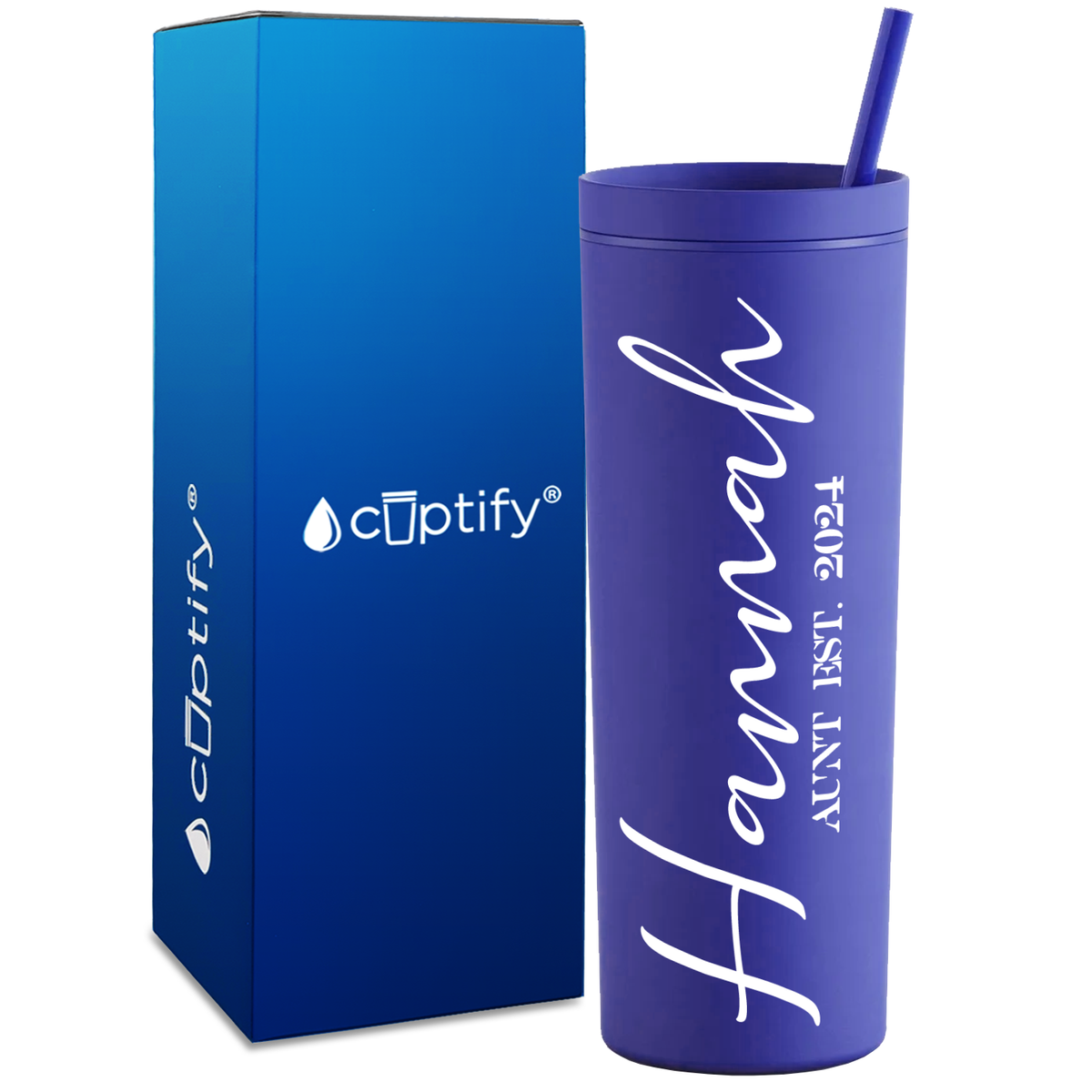 Personalized Aunt Established on 18oz Acrylic Skinny Tumbler