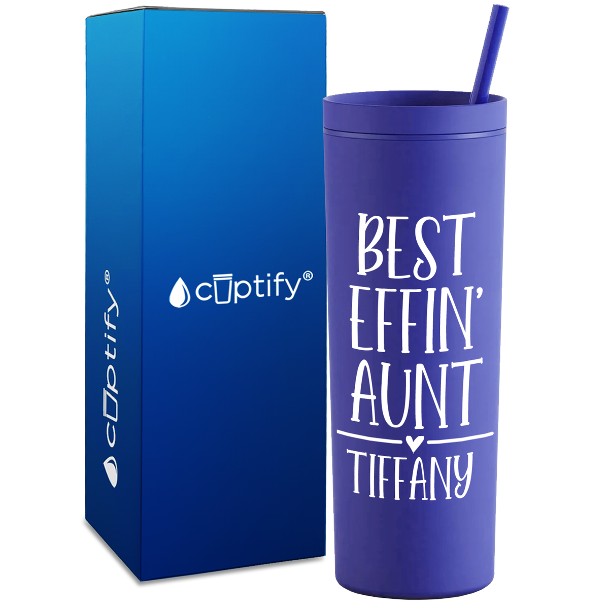 Personalized Best Effin' Aunt on 18oz Acrylic Skinny Tumbler