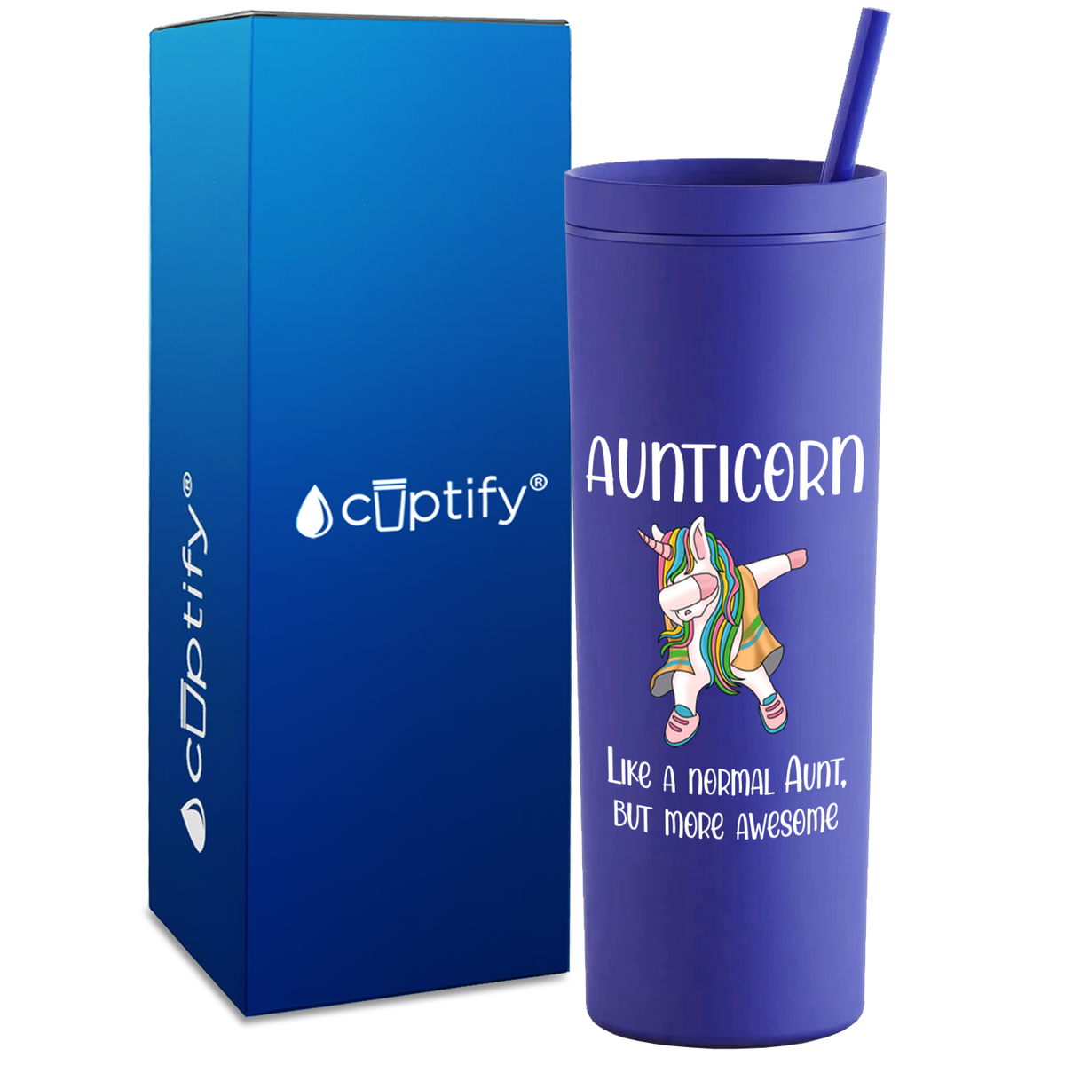 Aunticorn on 18oz Acrylic Skinny Tumbler