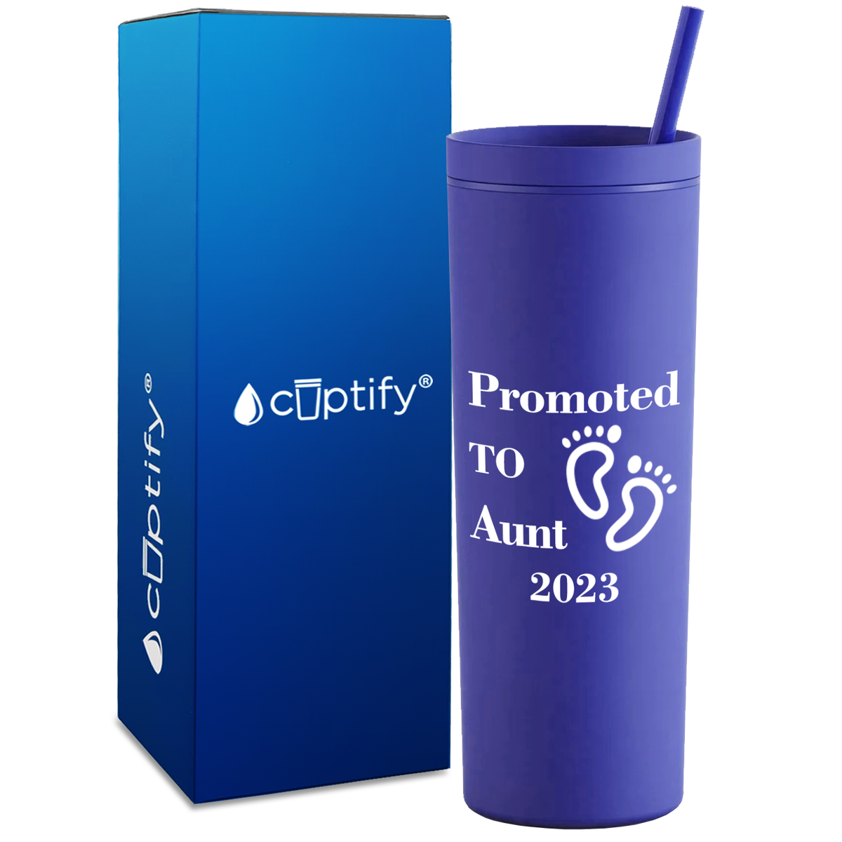Promoted to Aunt on 18oz Acrylic Skinny Tumbler