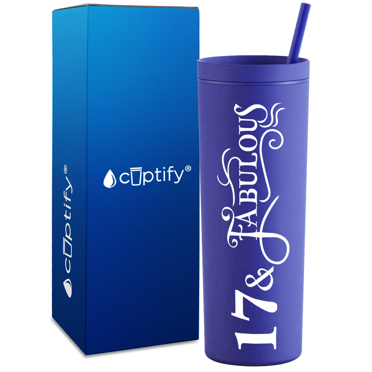 Fancy 17 and Fabulous on 18oz Acrylic Skinny Tumbler