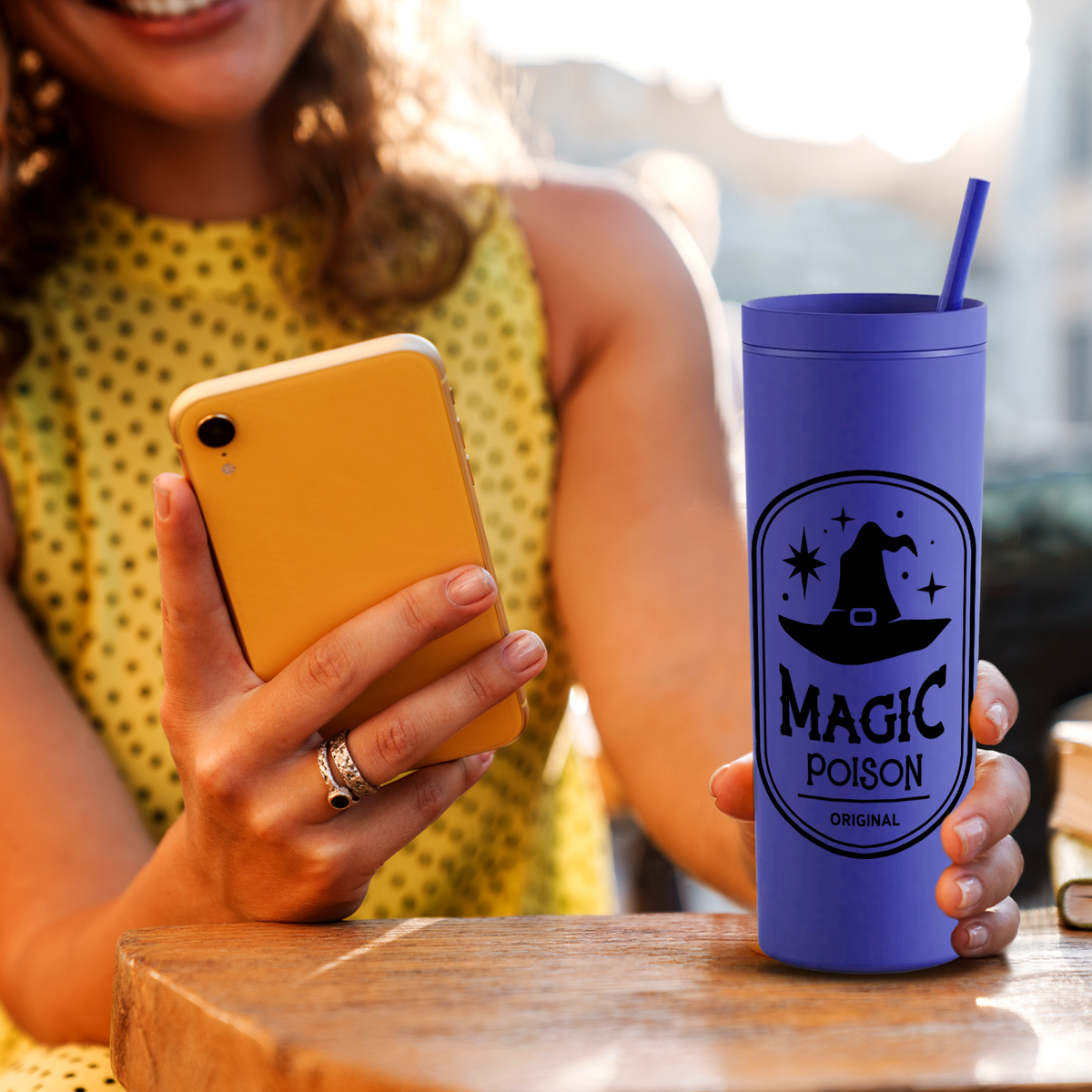 Magic Poison Original on Purple 18oz Acrylic Halloween Skinny Tumbler
