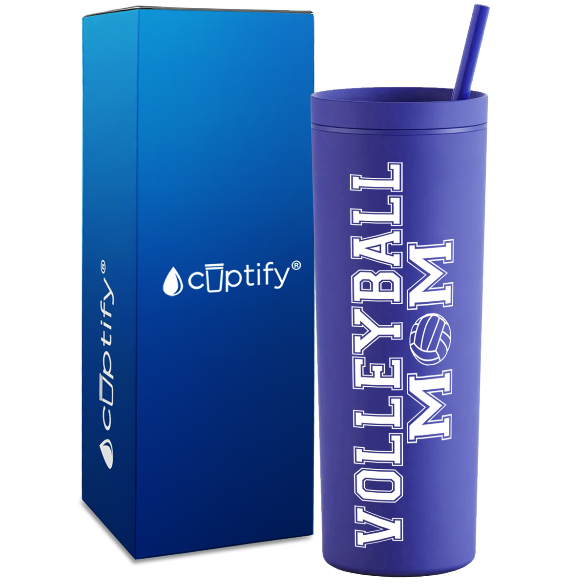 Volleyball Mom on 18oz Acrylic Skinny Tumbler