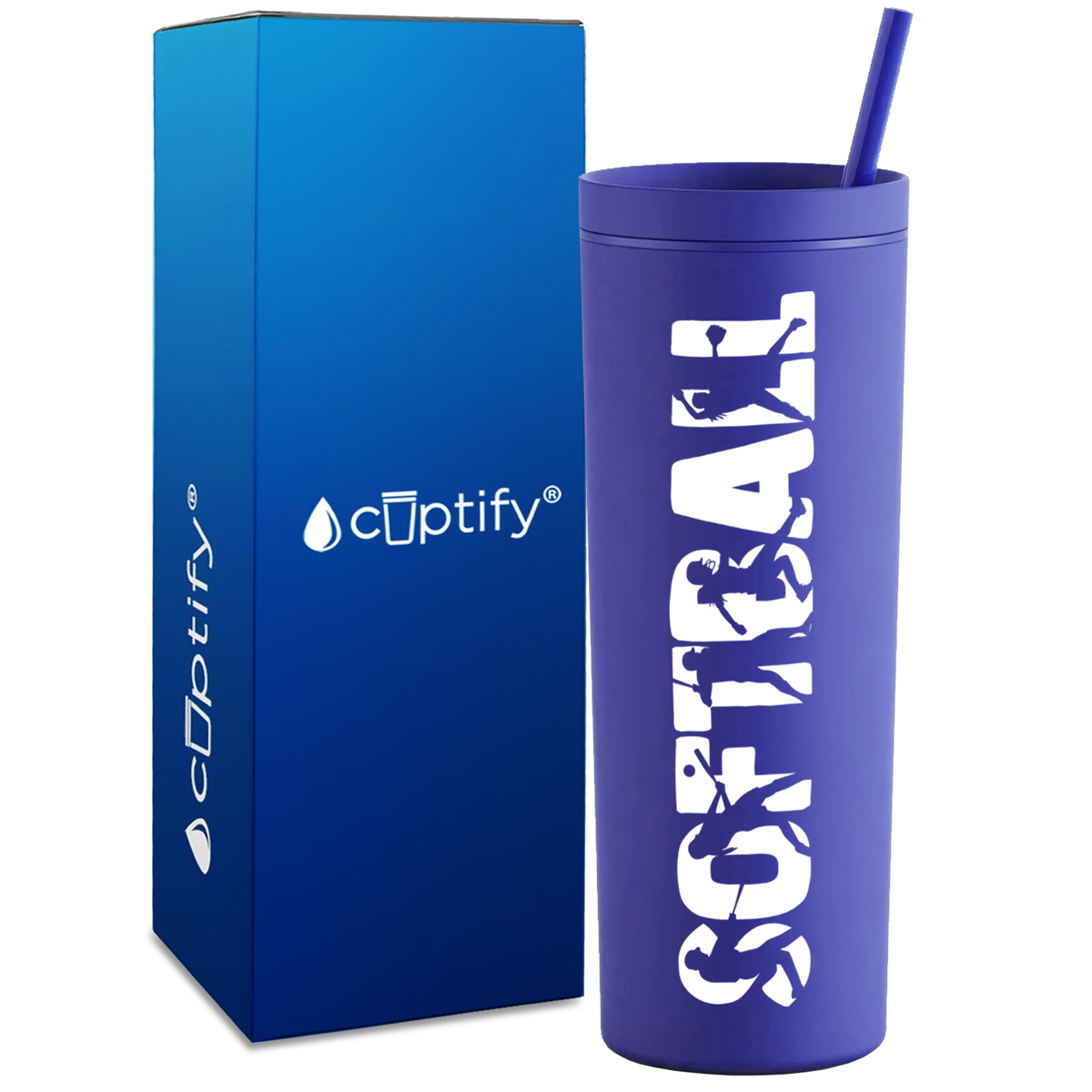 Softball Players on 18oz Acrylic Skinny Tumbler