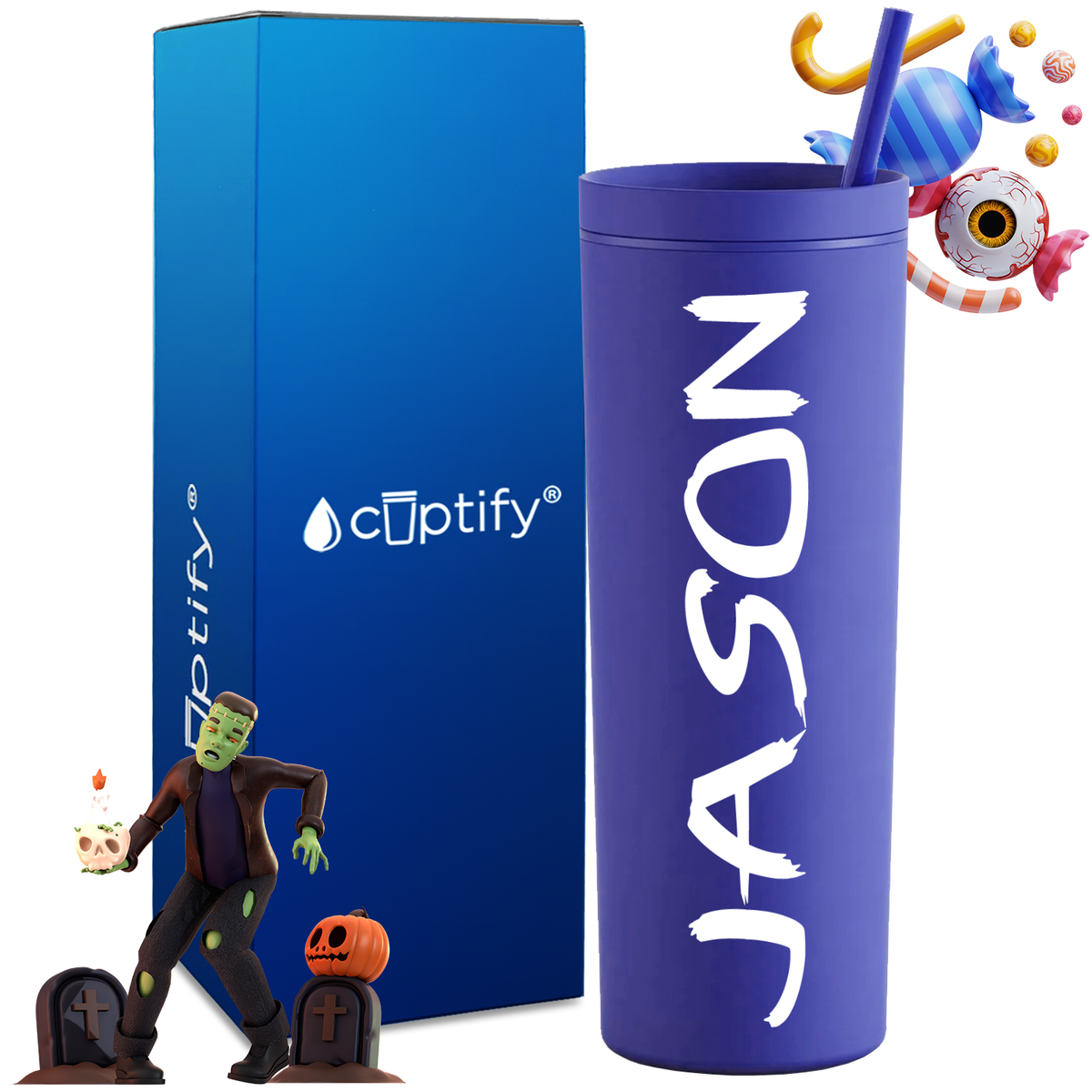Personalized Scary Style on 18oz Acrylic Halloween Tumbler