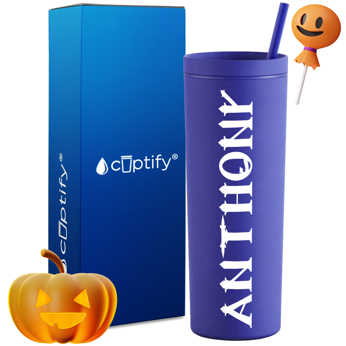 Personalized Creepy Style on 18oz Acrylic Halloween Tumbler
