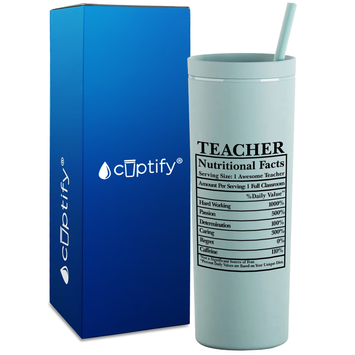 Teacher Nutritional Facts on 18oz Acrylic Teacher Tumbler