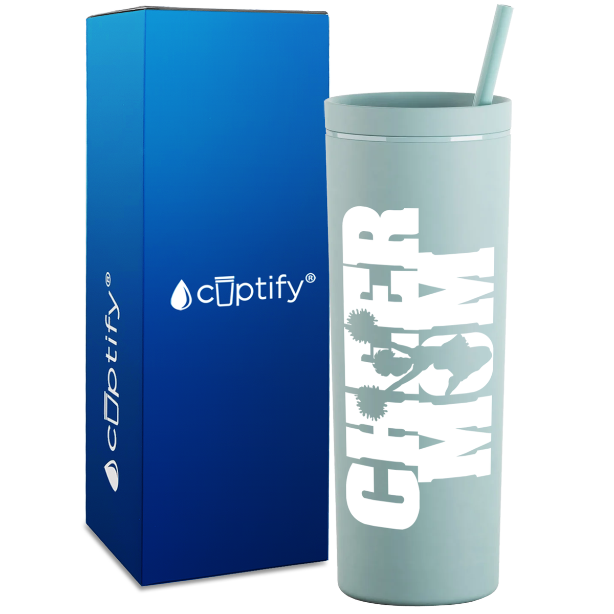Cheer Mom with Cheerleader on 18oz Acrylic Skinny Tumbler
