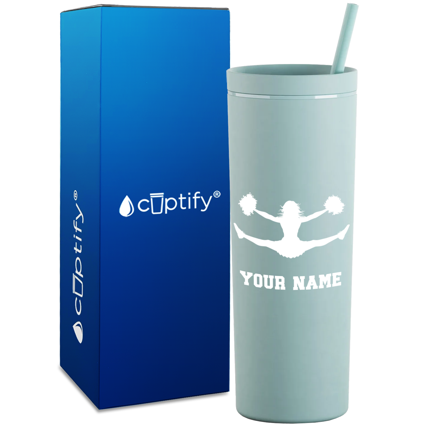 Personalized Cheerleader Flyer on 18oz Acrylic Skinny Tumbler