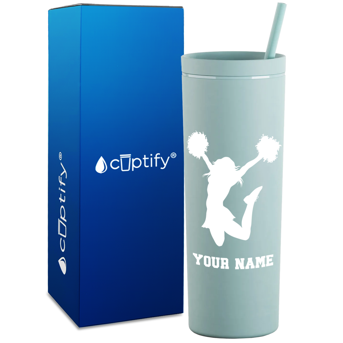 Personalized Cheerleader on 18oz Acrylic Skinny Tumbler