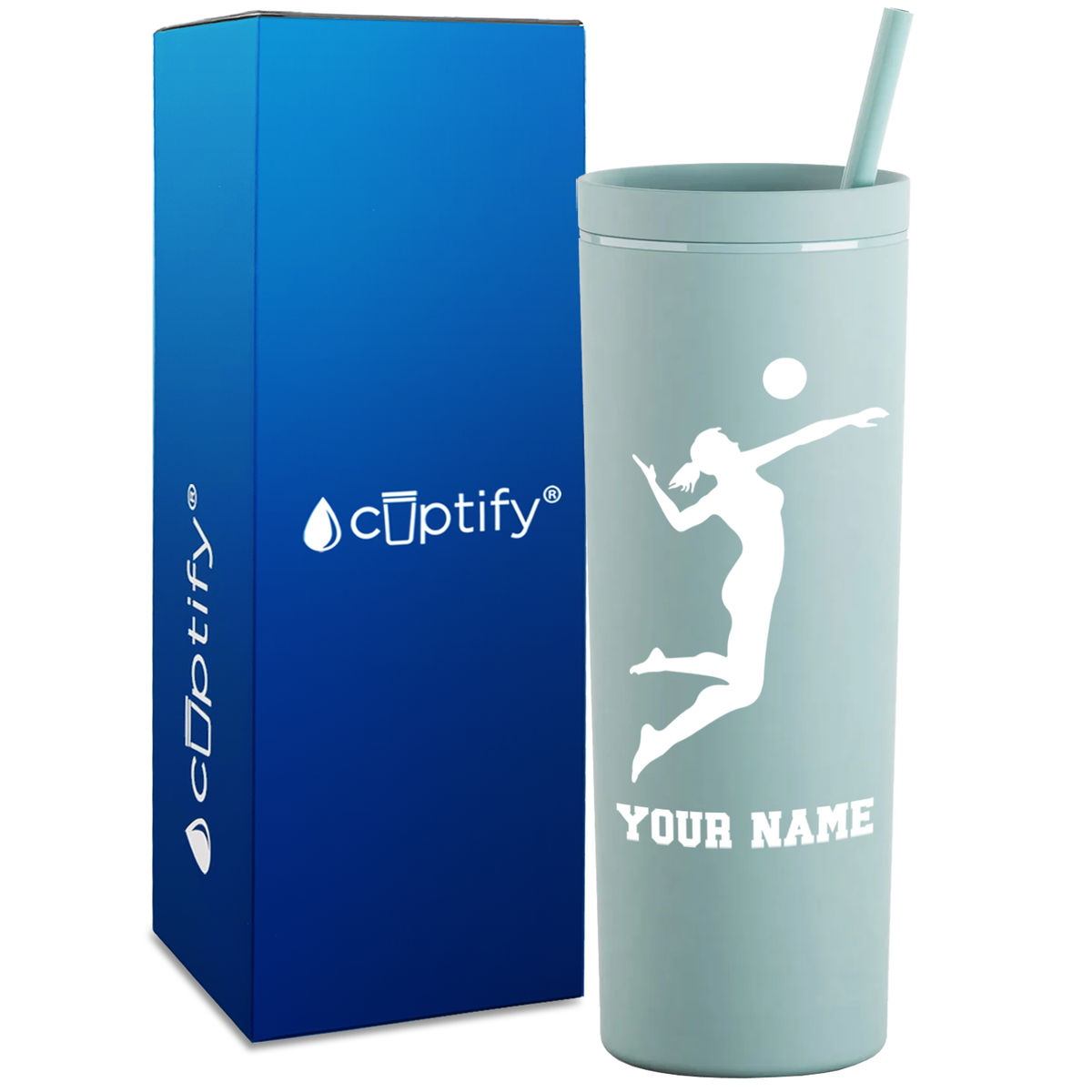 Personalized Volleyball Player on 18oz Acrylic Skinny Tumbler