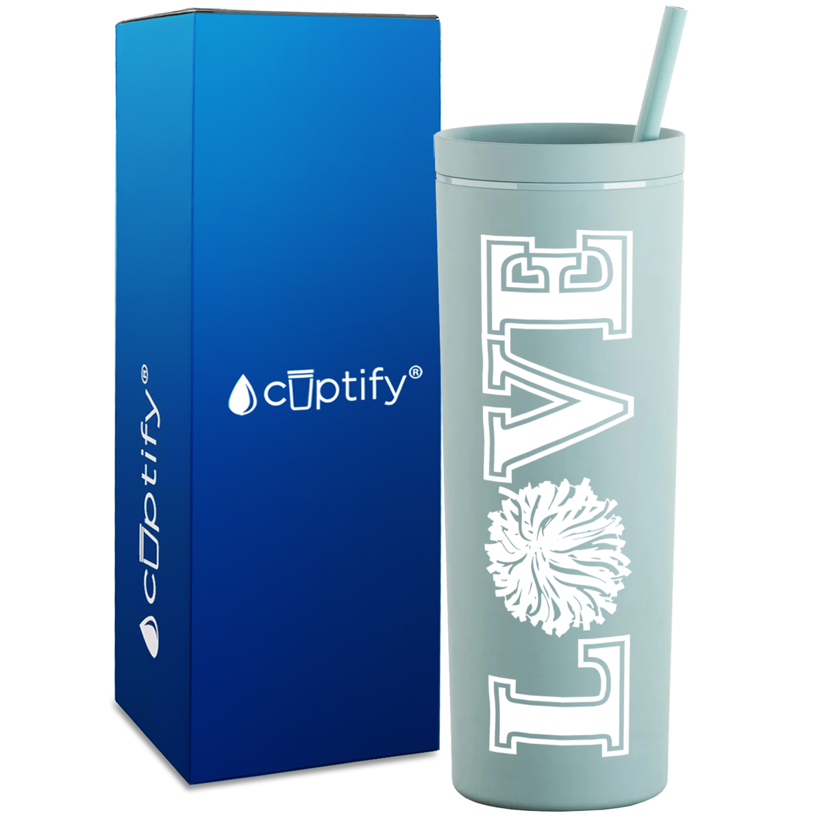Love Cheer on 18oz Acrylic Skinny Tumbler