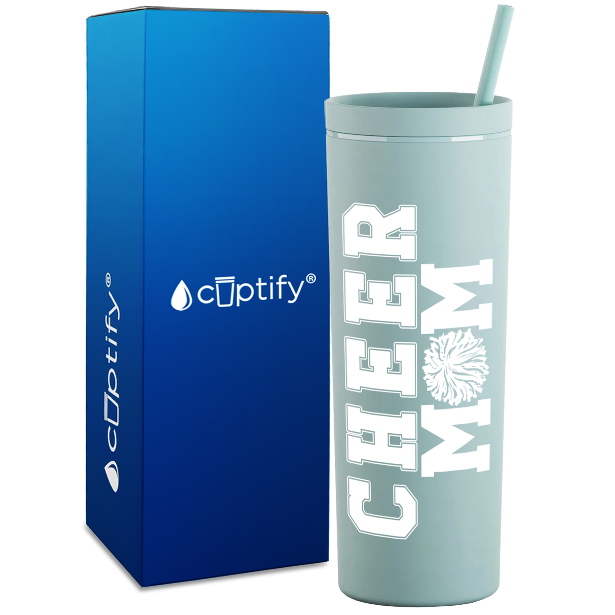 Cheer Mom on 18oz Acrylic Skinny Tumbler