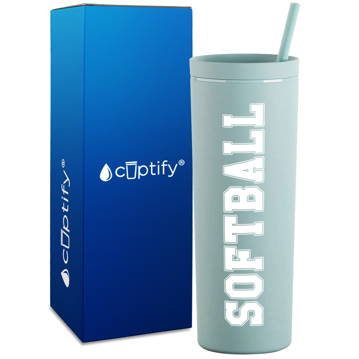 Softball on 18oz Acrylic Skinny Tumbler