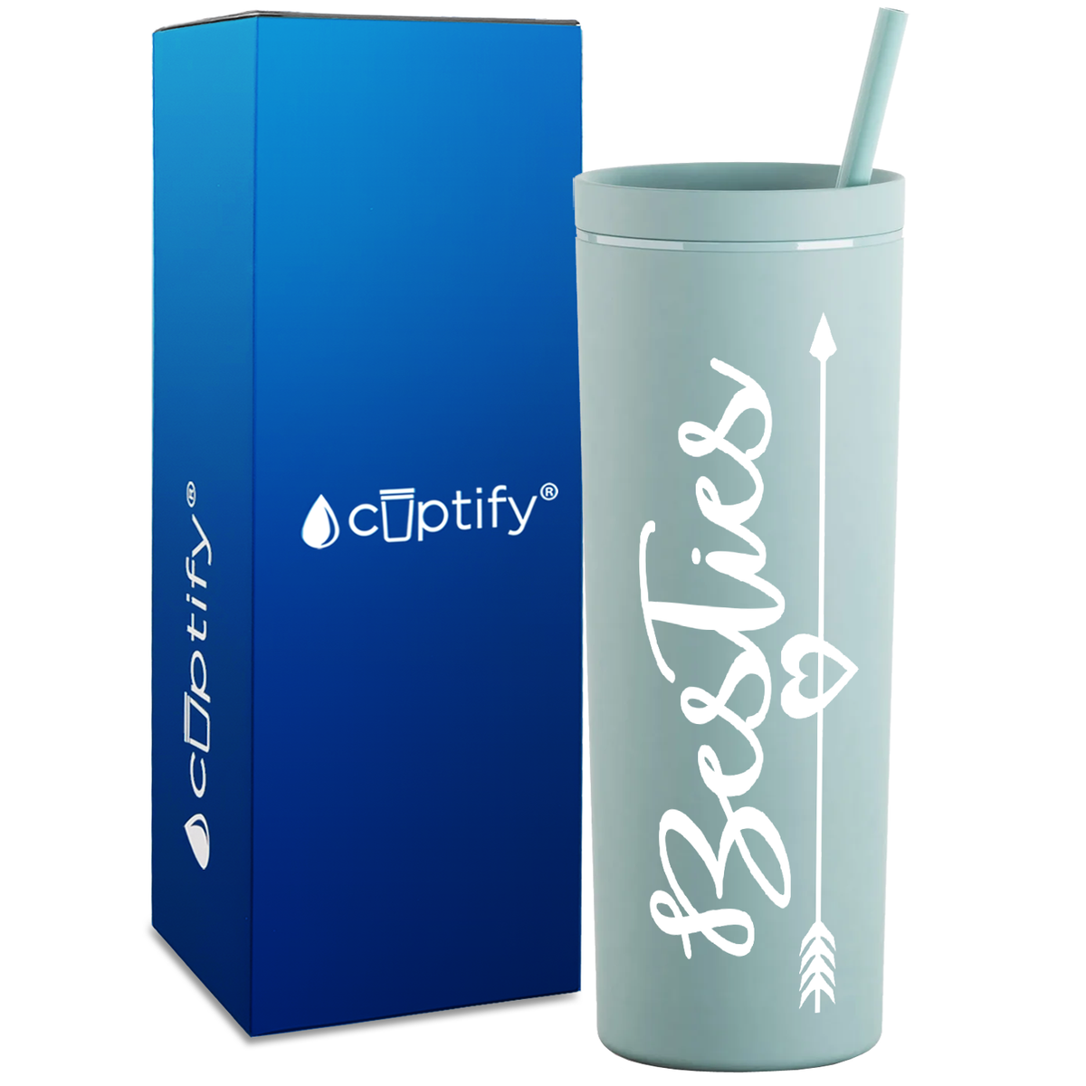 Best Friend Besties on 18oz Acrylic Skinny Tumbler
