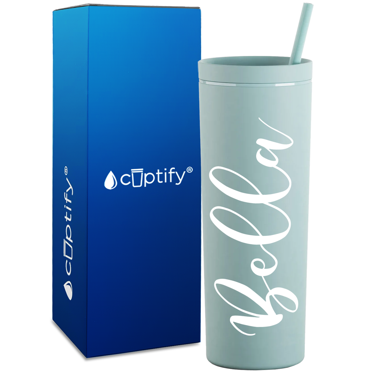 Personalized Bella Style on 18oz Acrylic Skinny Tumbler