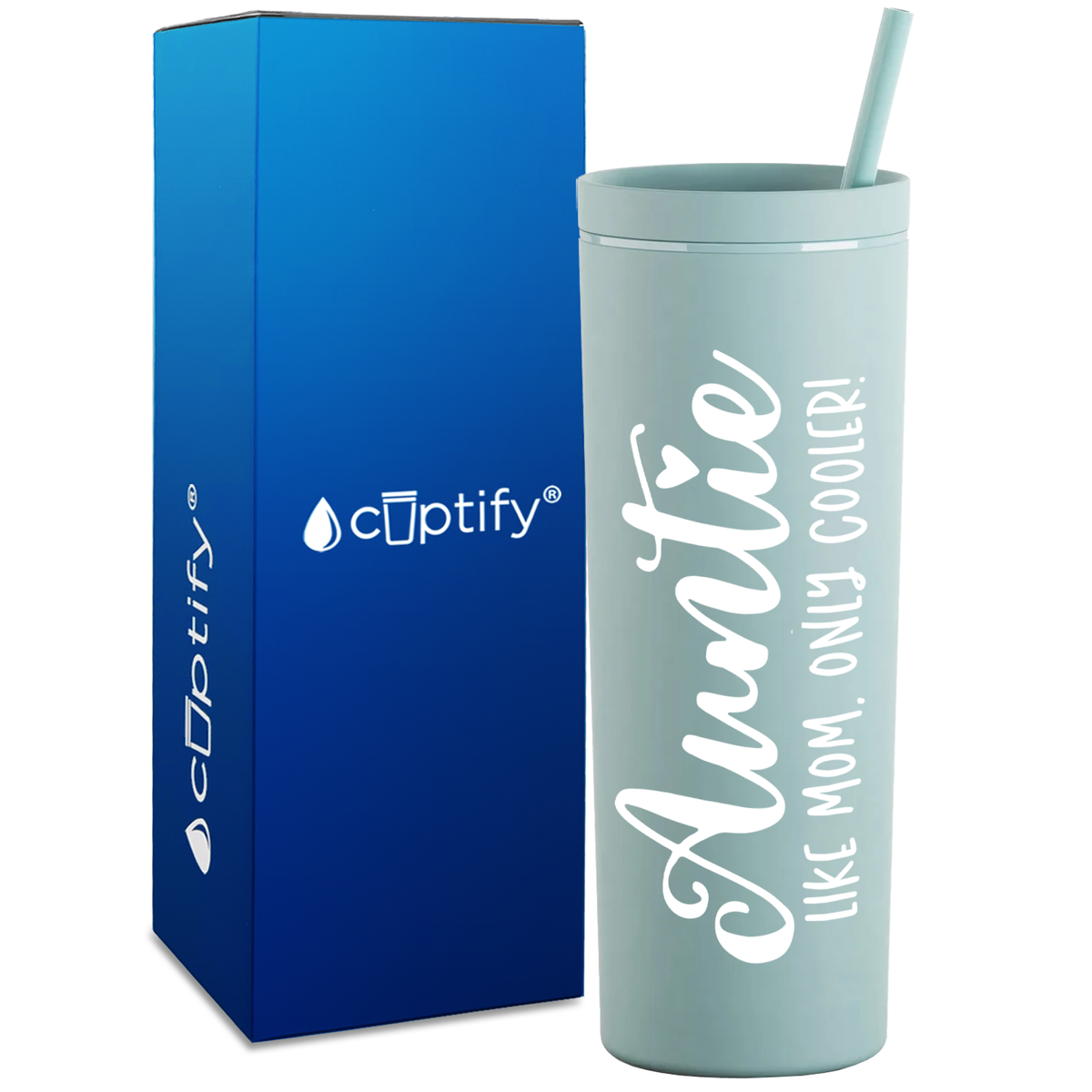 Auntie Like Mom Only Cooler on 18oz Acrylic Skinny Tumbler