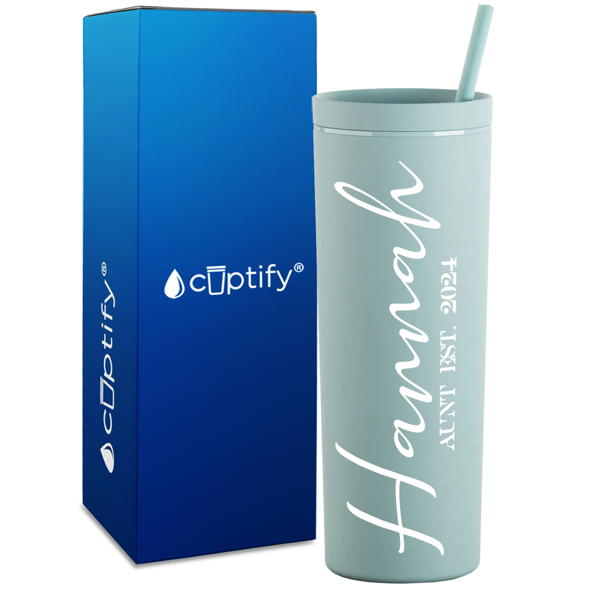 Personalized Aunt Established on 18oz Acrylic Skinny Tumbler