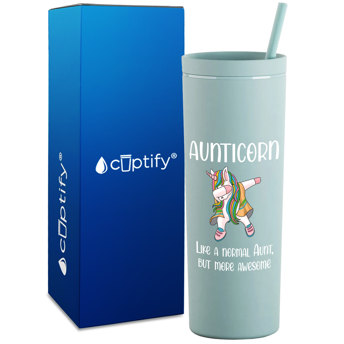 Aunticorn on 18oz Acrylic Skinny Tumbler
