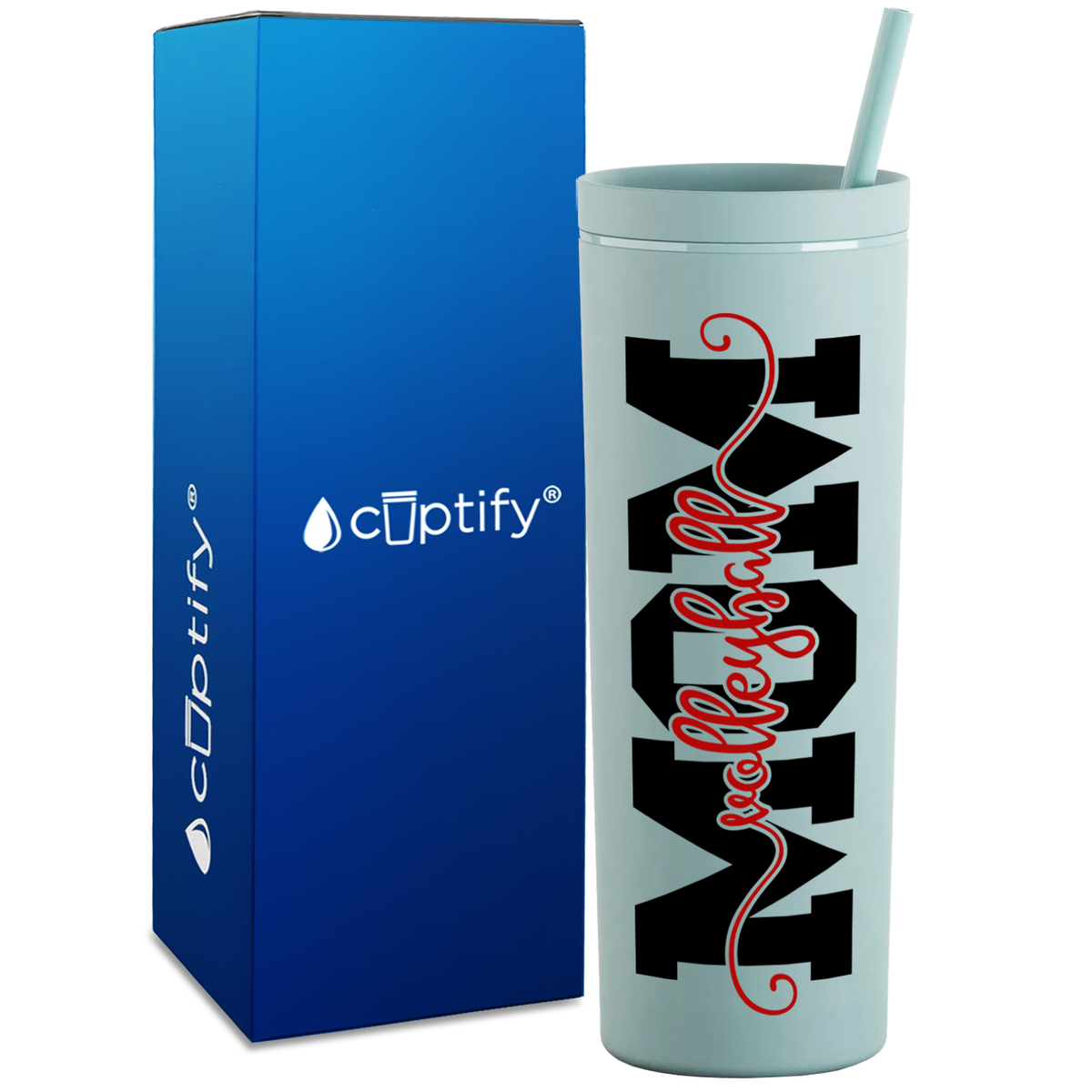 Volleyball Mom Red on 18oz Acrylic Skinny Tumbler