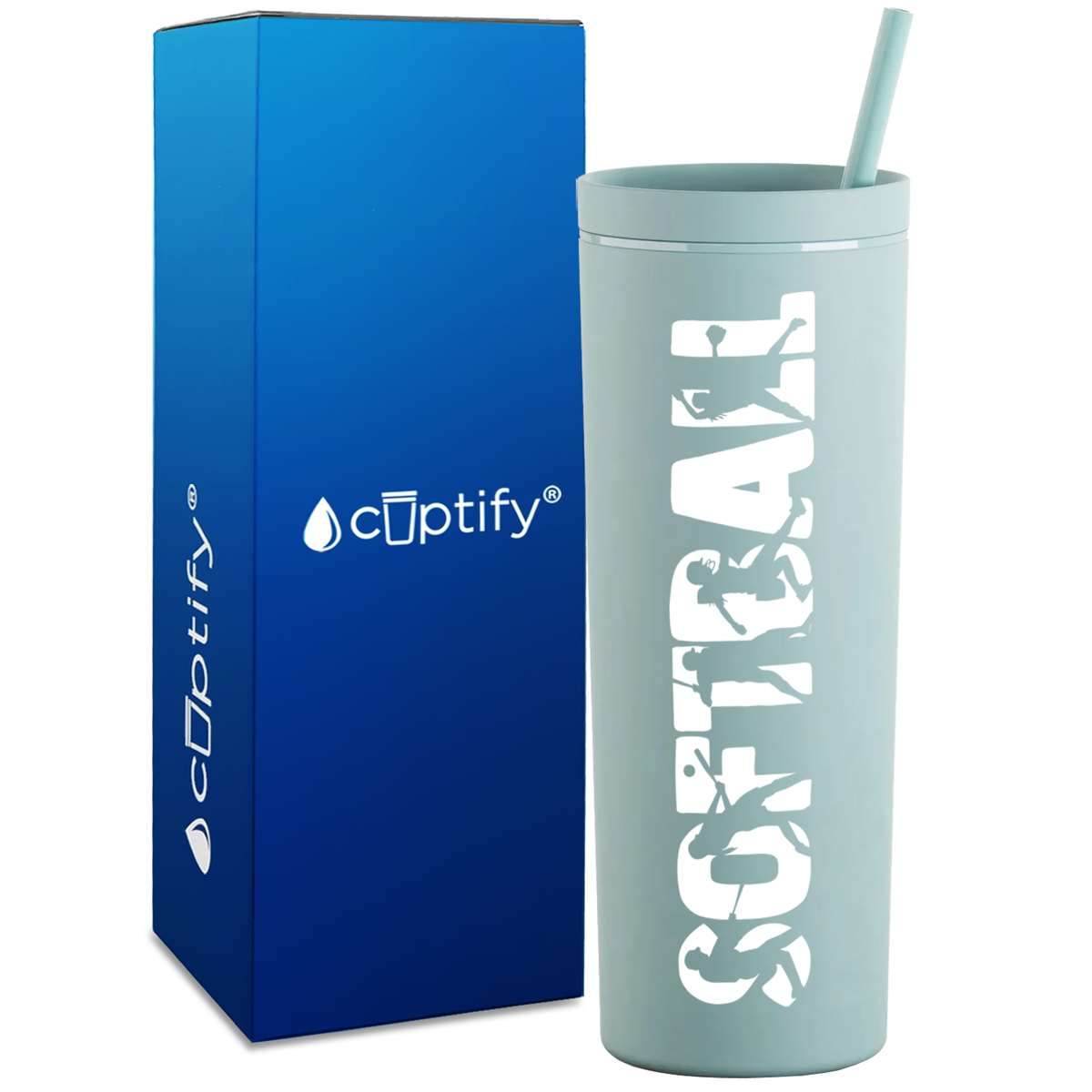 Softball Players on 18oz Acrylic Skinny Tumbler