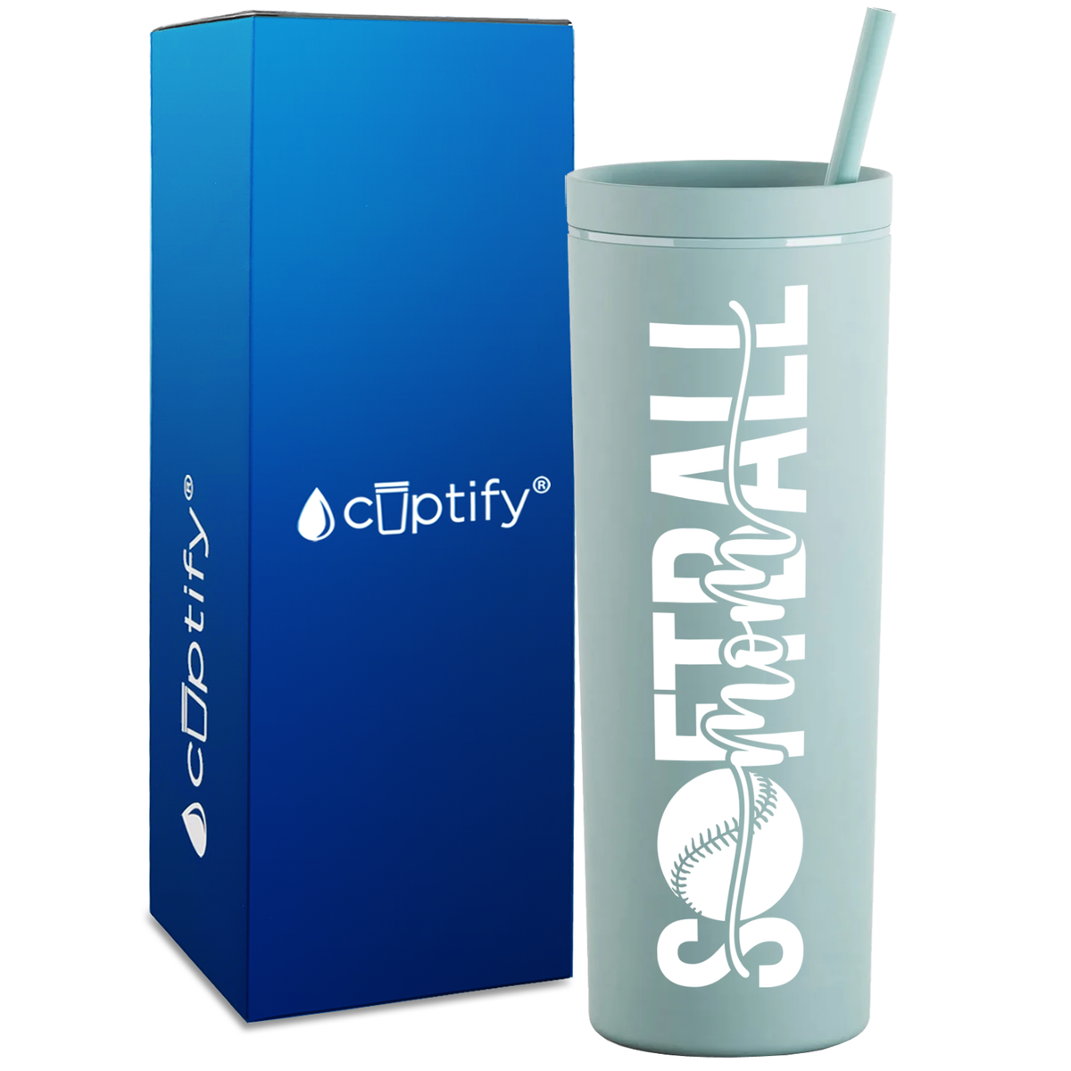 Softball Mom Swish on 18oz Acrylic Skinny Tumbler