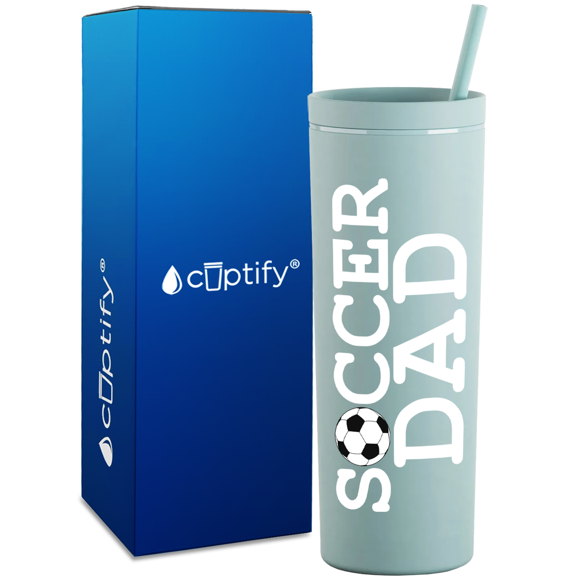 Soccer Ball Dad on 18oz Acrylic Skinny Tumbler