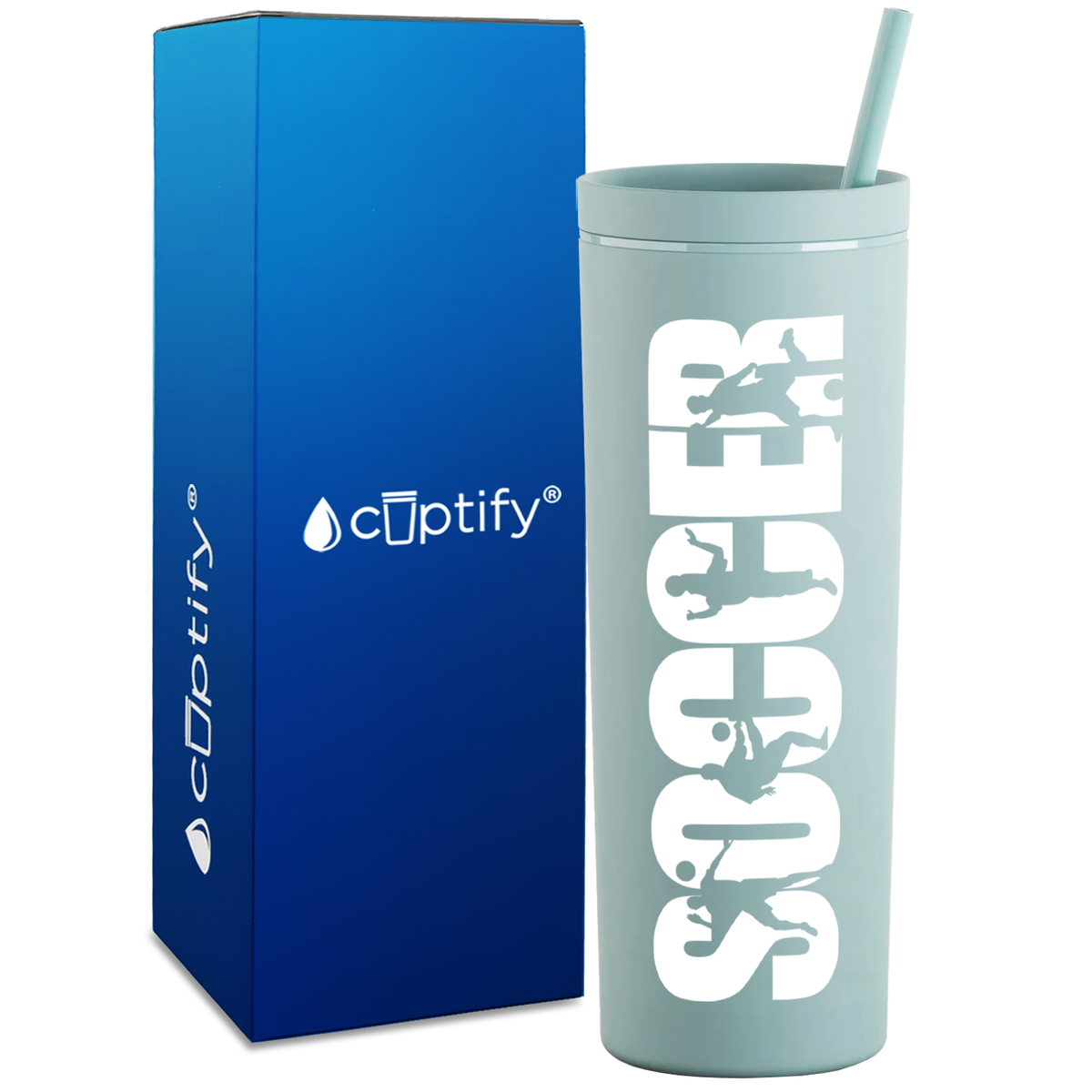 Soccer Players on 18oz Acrylic Skinny Tumbler