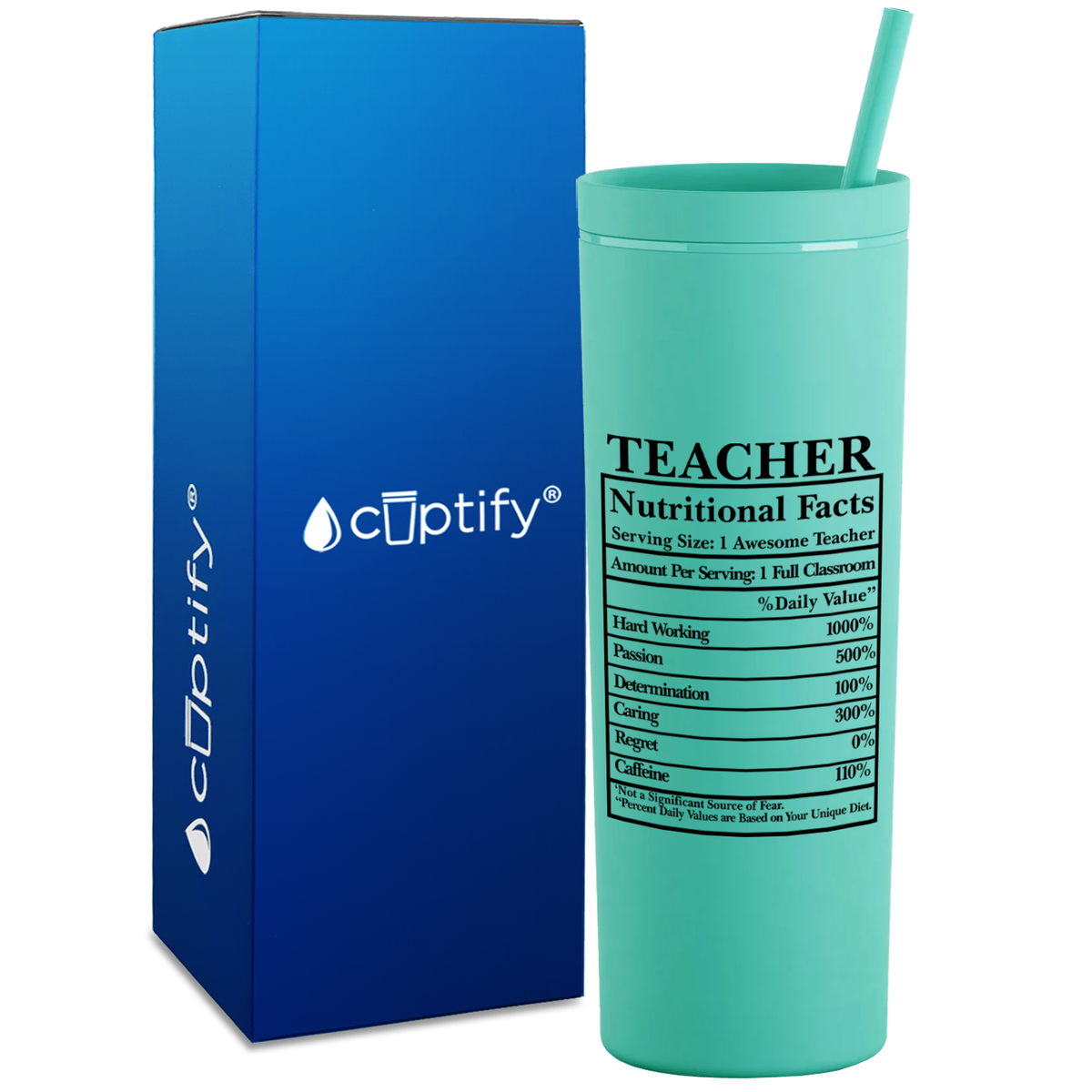 Teacher Nutritional Facts on 18oz Acrylic Teacher Tumbler