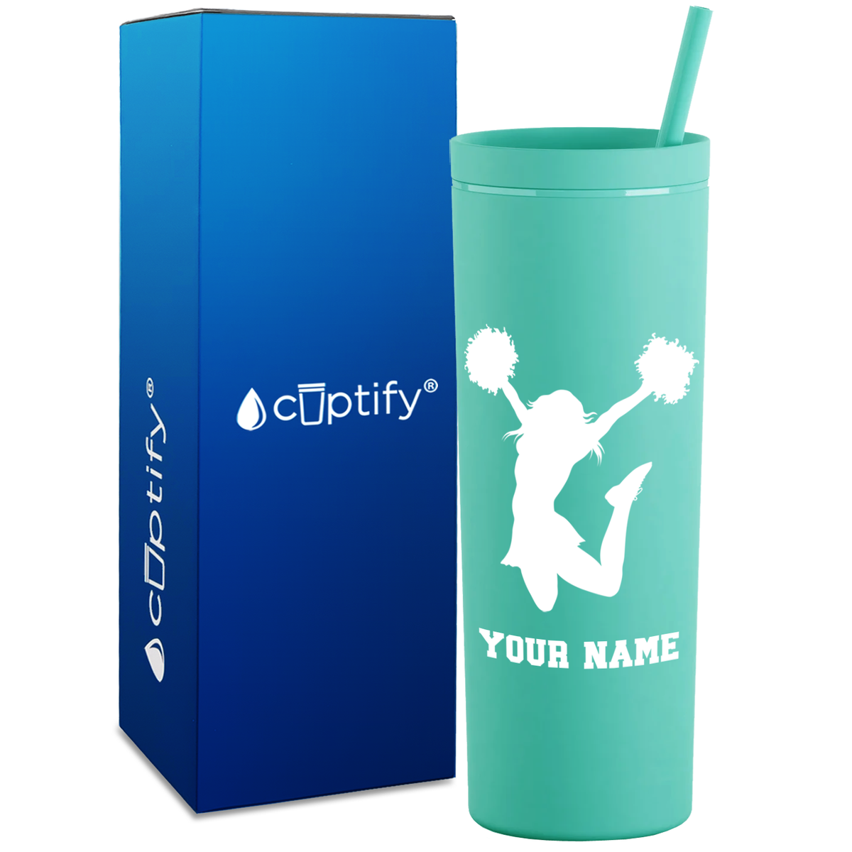 Personalized Cheerleader on 18oz Acrylic Skinny Tumbler