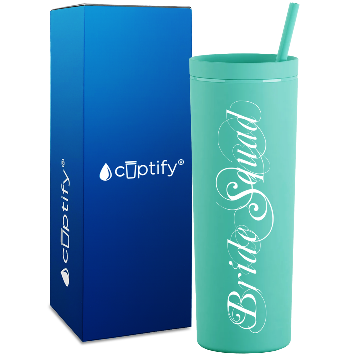 Fancy Bride Squad on 18oz Acrylic Skinny Tumbler