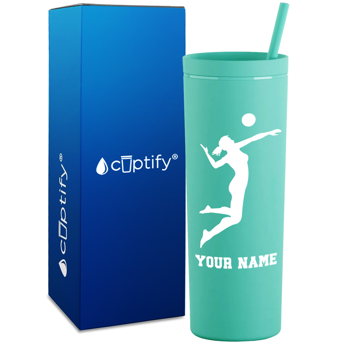 Personalized Volleyball Player on 18oz Acrylic Skinny Tumbler