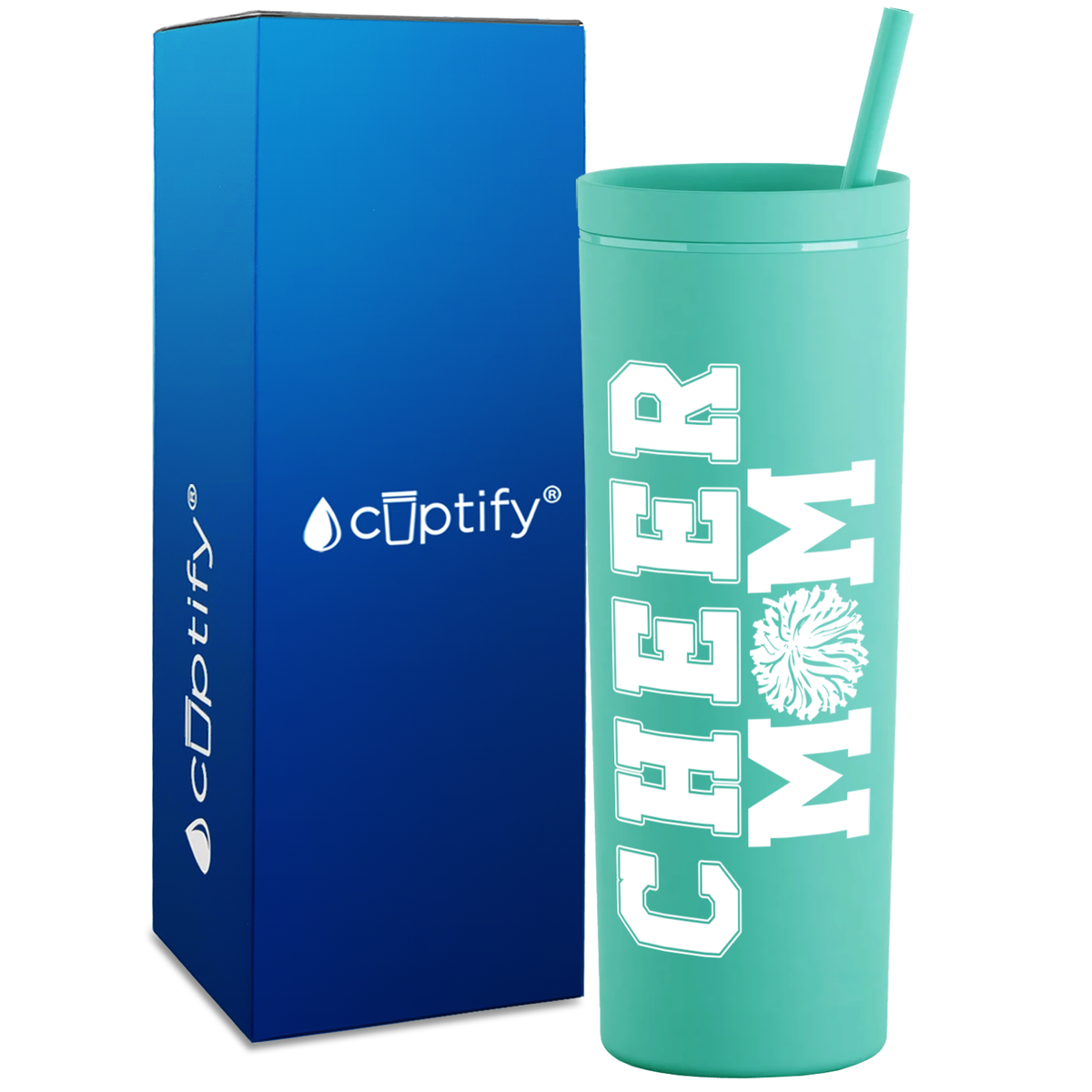 Cheer Mom on 18oz Acrylic Skinny Tumbler