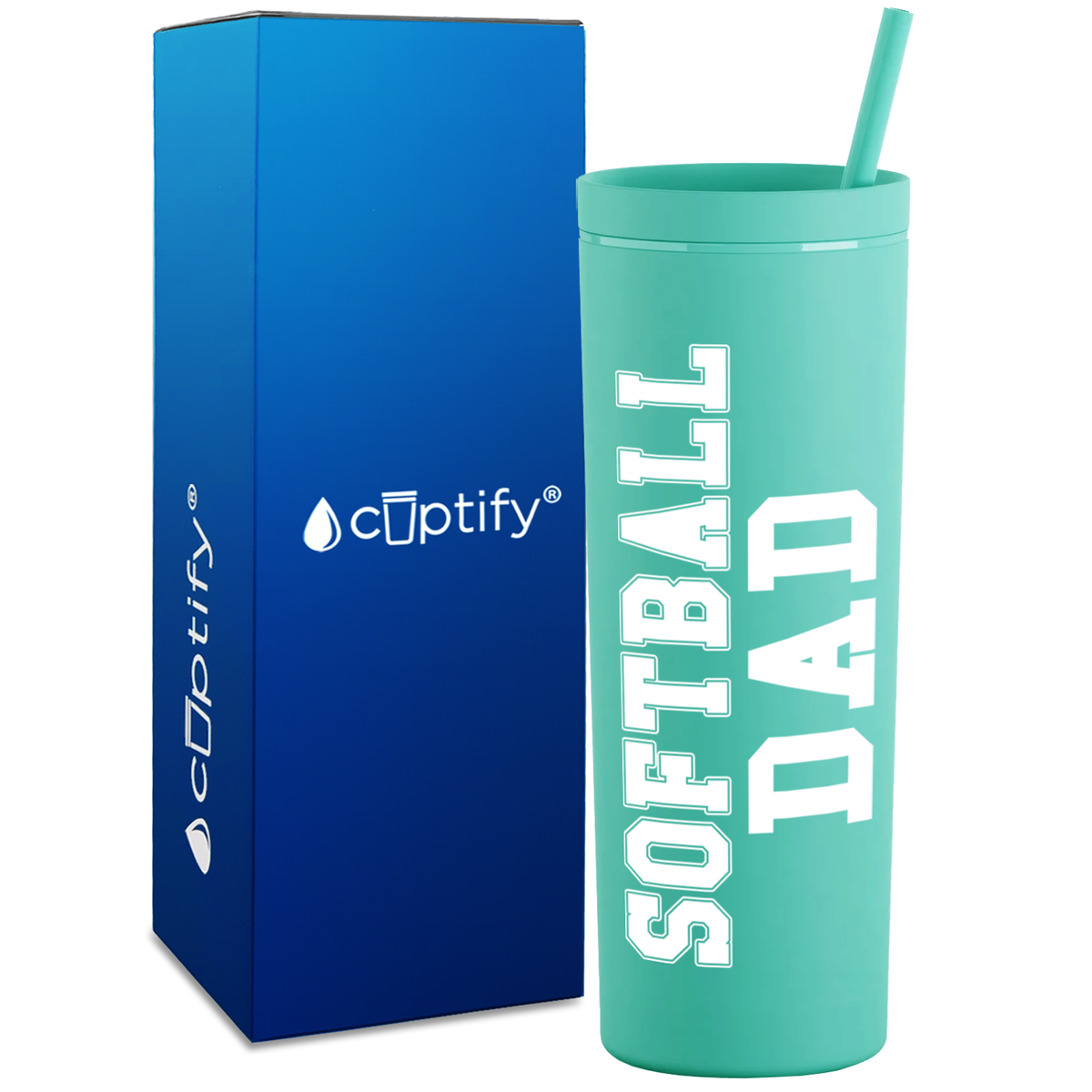 Softball Dad on 18oz Acrylic Skinny Tumbler
