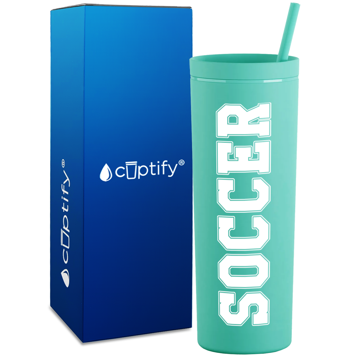 Soccer on 18oz Acrylic Skinny Tumbler