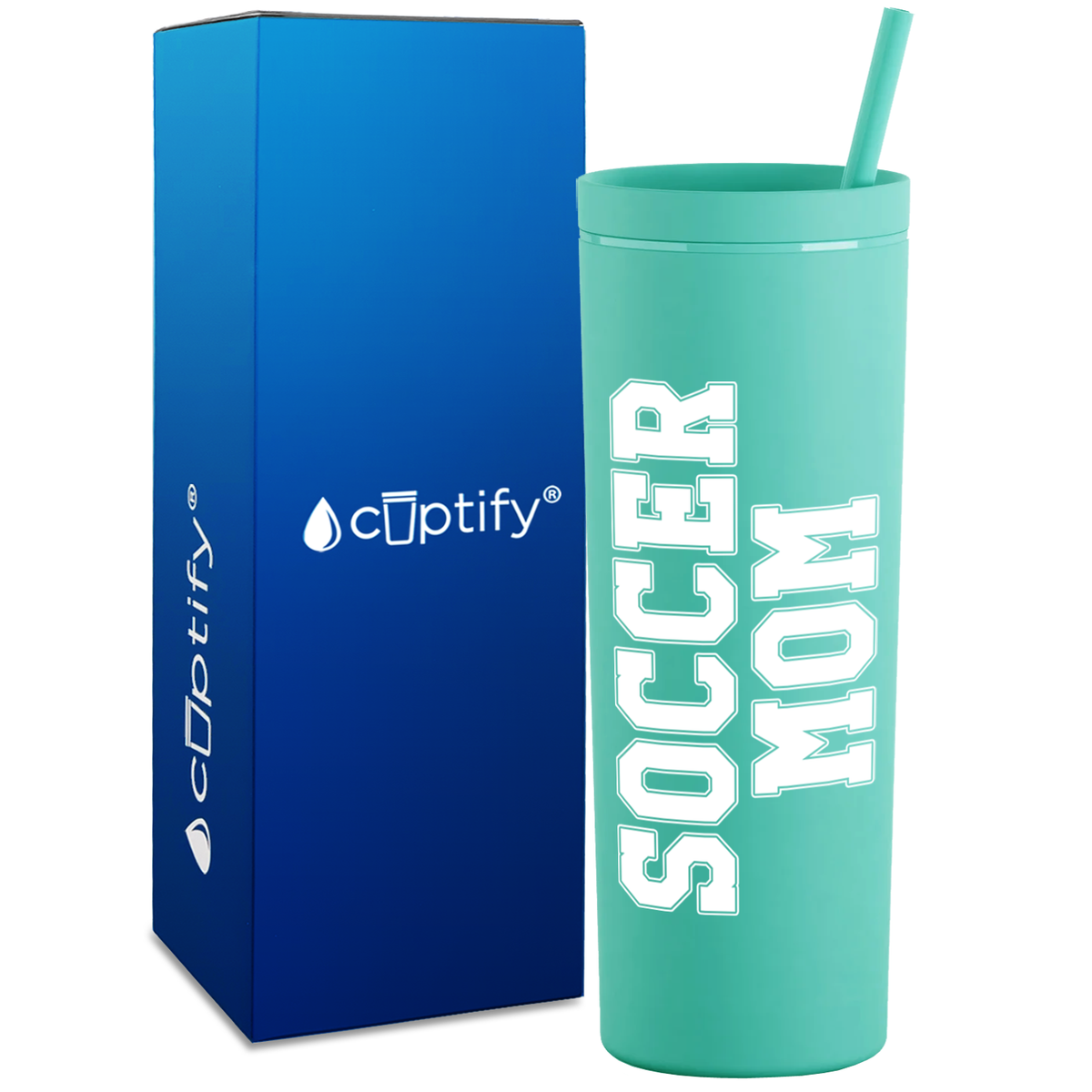 Soccer Mom on 18oz Acrylic Skinny Tumbler