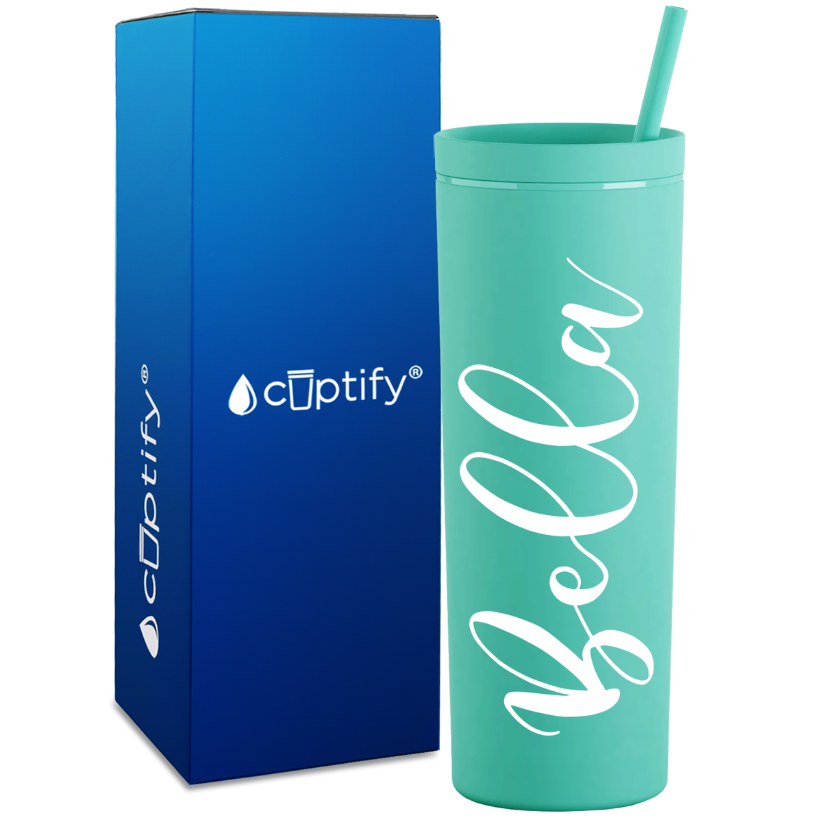 Personalized Bella Style on 18oz Acrylic Skinny Tumbler