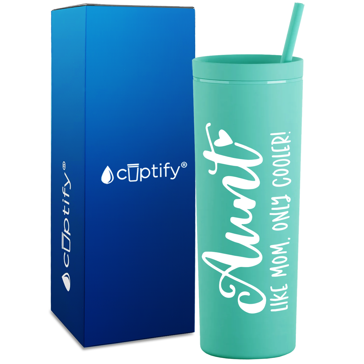 Aunt Like Mom Only Cooler on 18oz Acrylic Skinny Tumbler