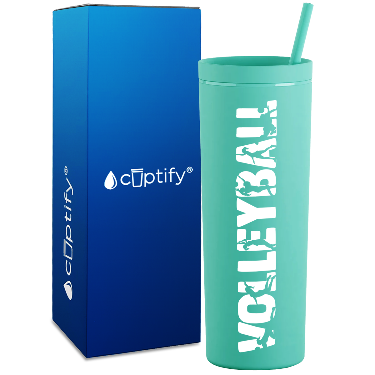 Volleyball Players on 18oz Acrylic Skinny Tumbler