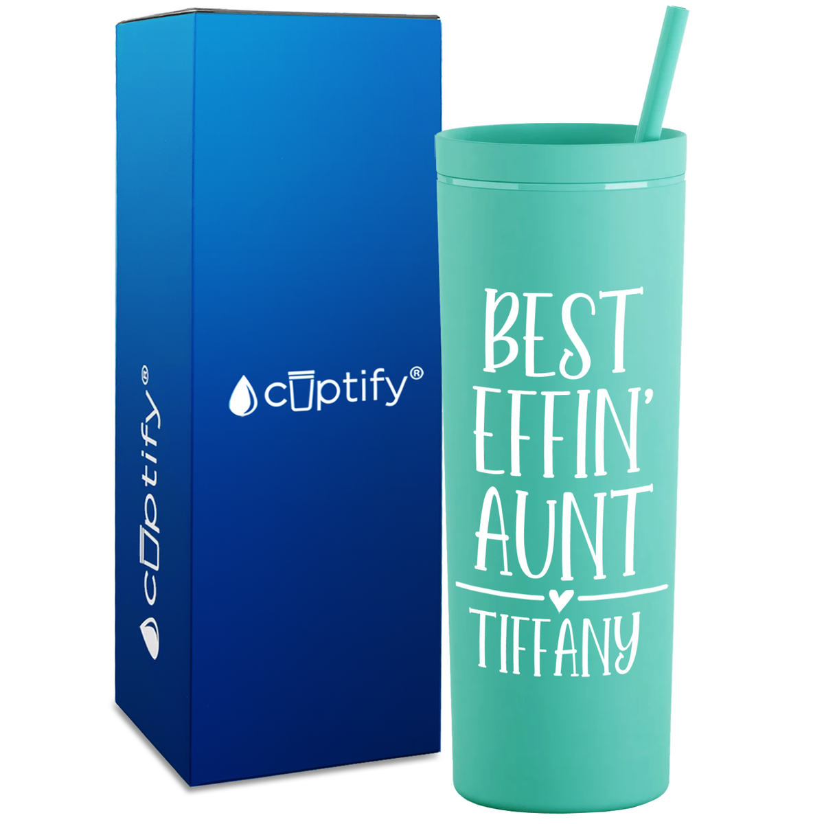 Personalized Best Effin' Aunt on 18oz Acrylic Skinny Tumbler