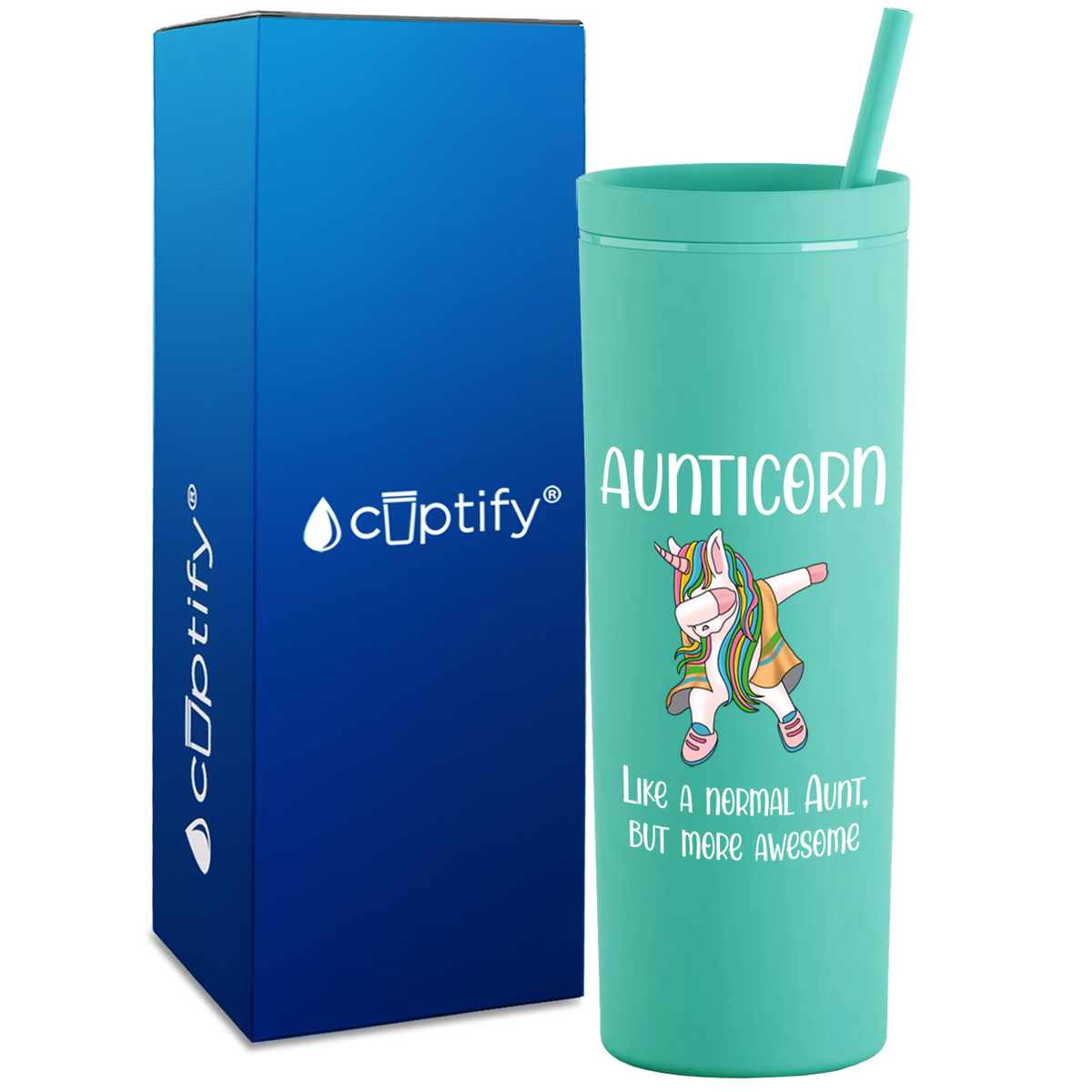 Aunticorn on 18oz Acrylic Skinny Tumbler