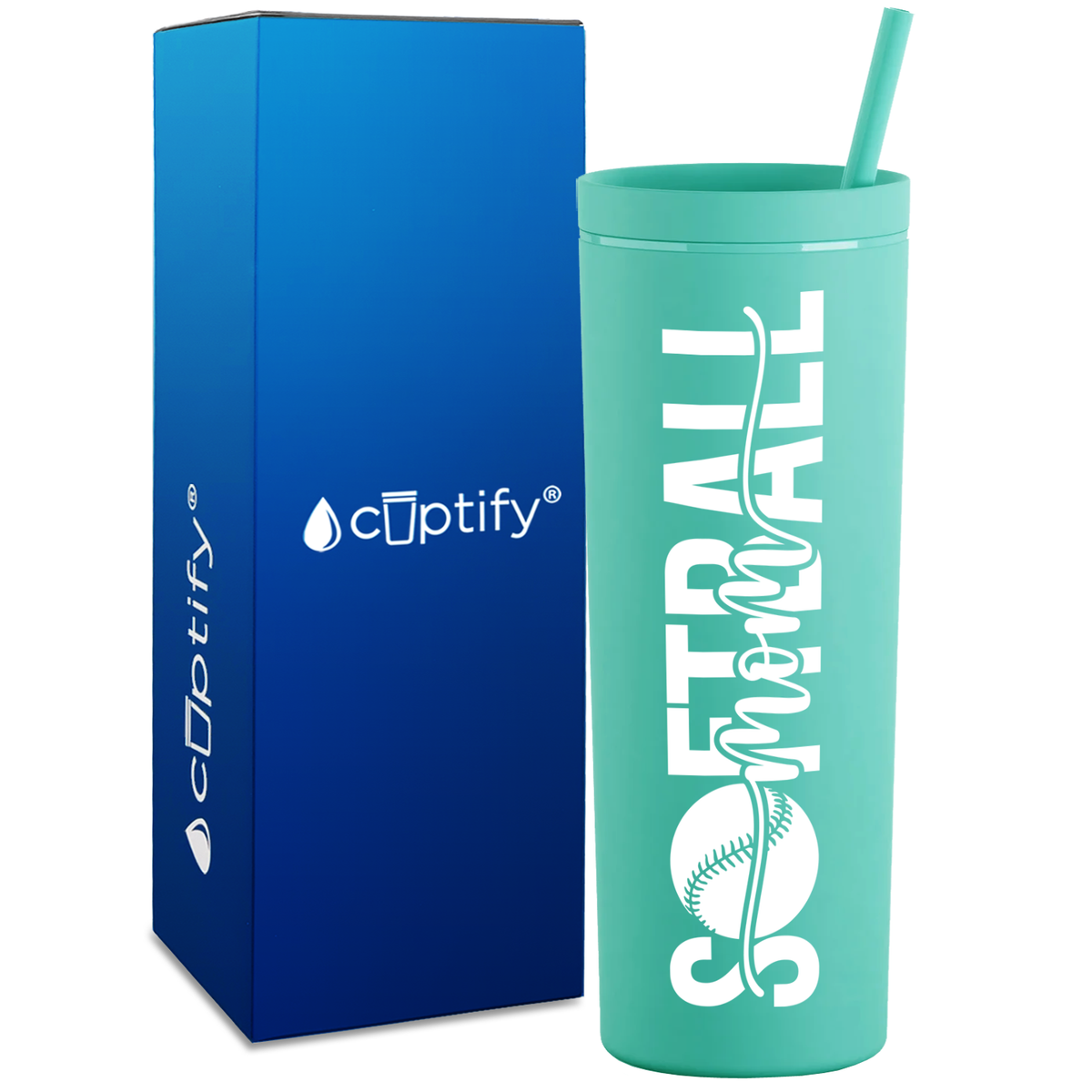 Softball Mom Swish on 18oz Acrylic Skinny Tumbler