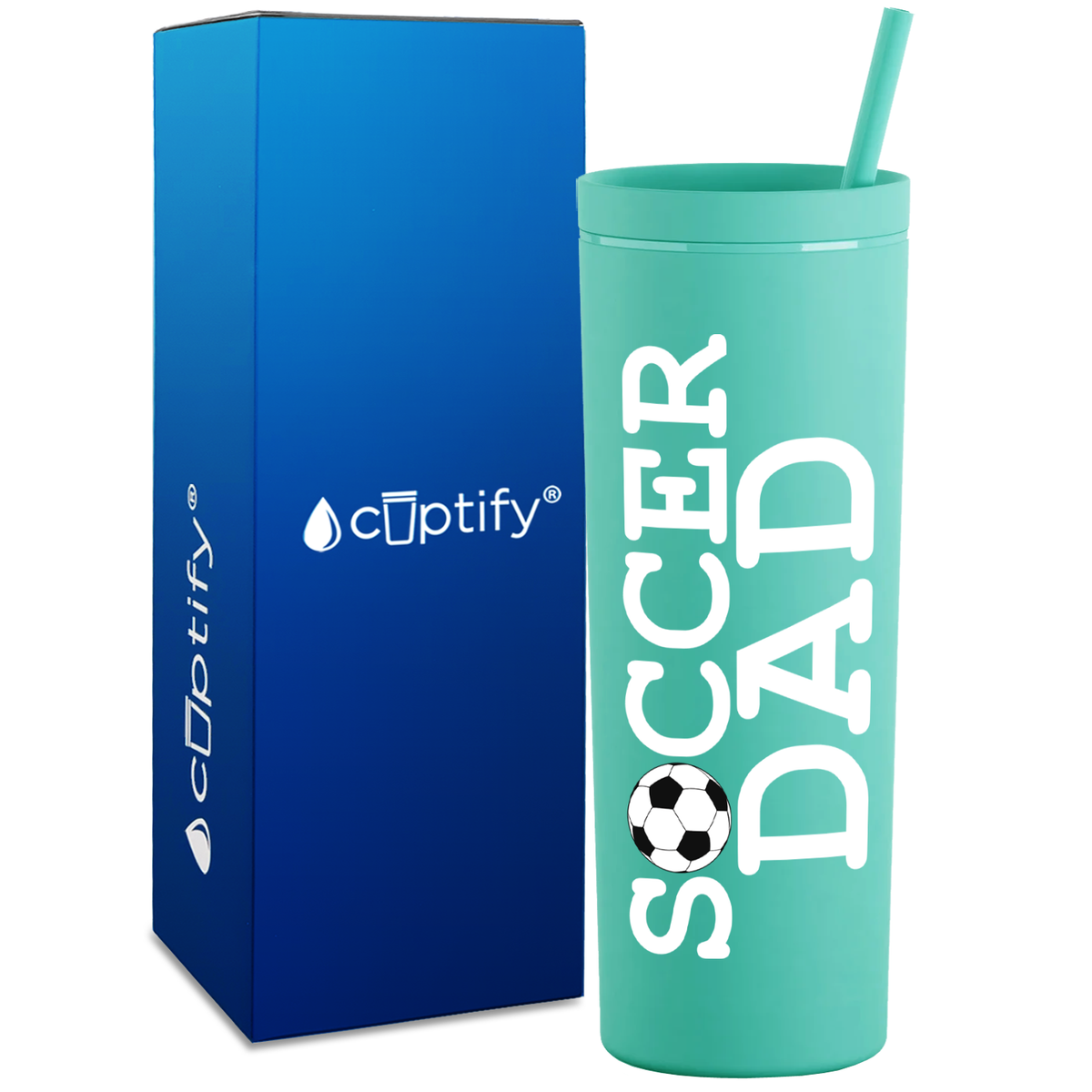 Soccer Ball Dad on 18oz Acrylic Skinny Tumbler