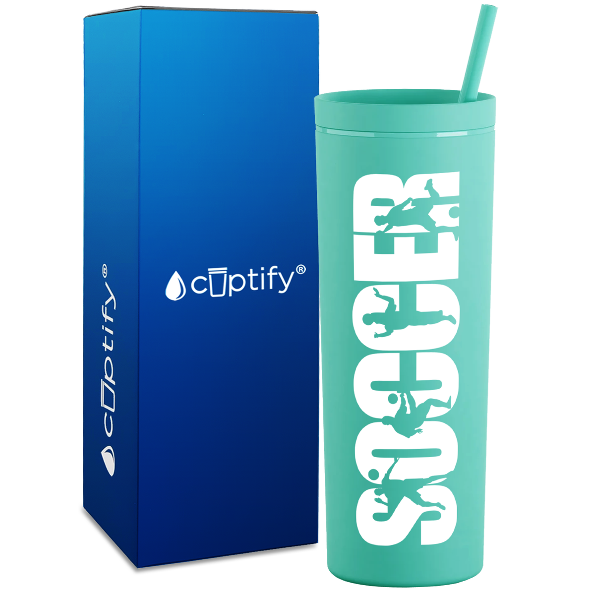 Soccer Players on 18oz Acrylic Skinny Tumbler