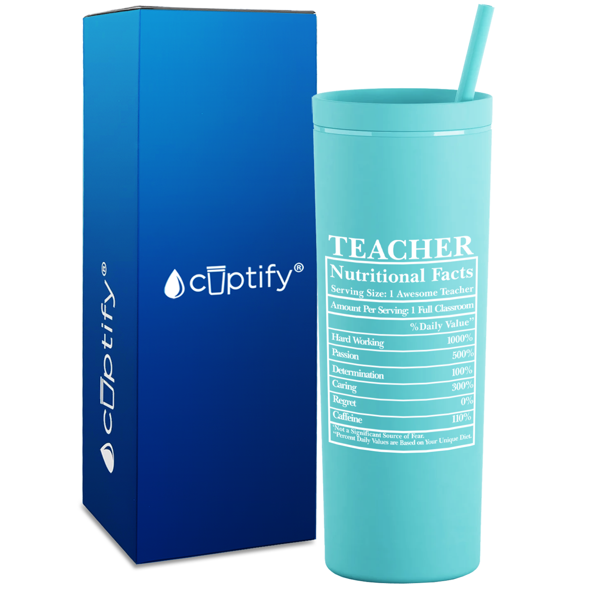 Teacher Nutritional Facts on 18oz Acrylic Teacher Tumbler