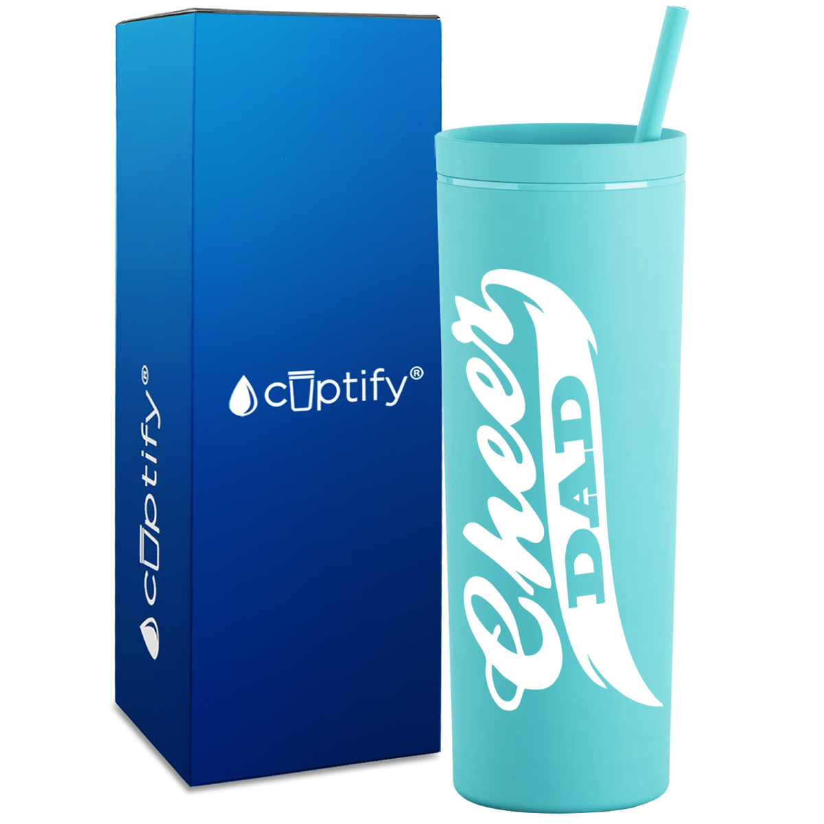 Cheer Dad on 18oz Acrylic Skinny Tumbler