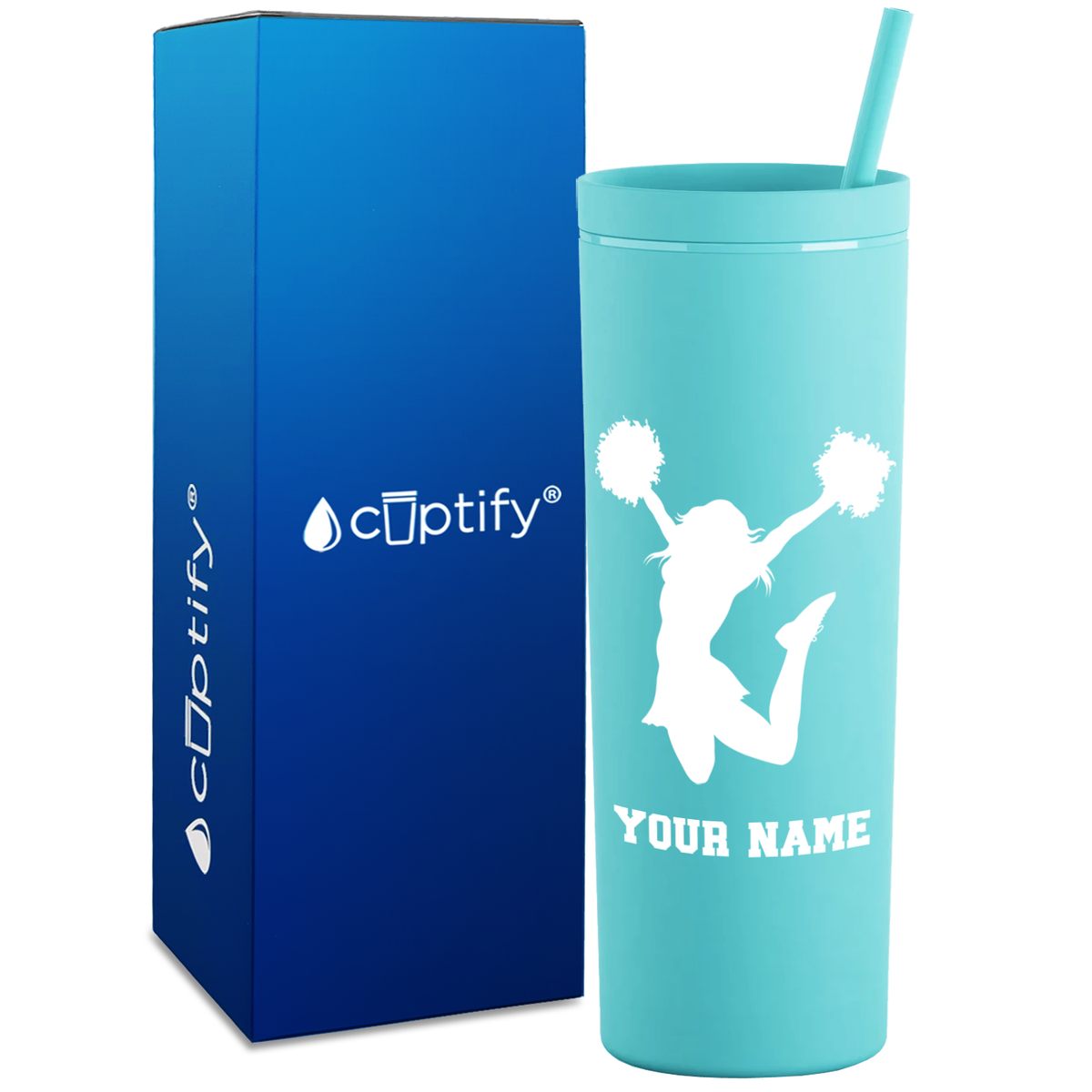 Personalized Cheerleader on 18oz Acrylic Skinny Tumbler