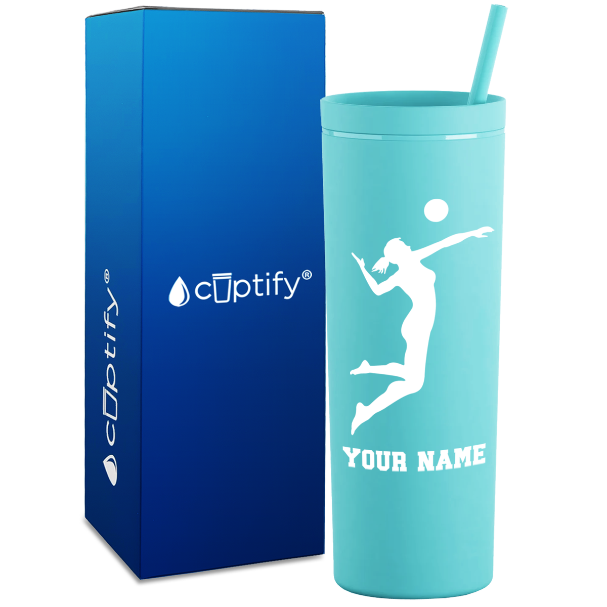 Personalized Volleyball Player on 18oz Acrylic Skinny Tumbler