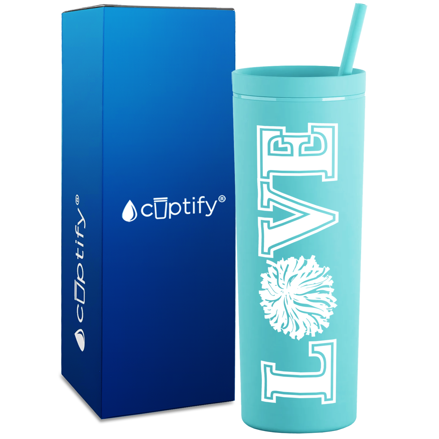 Love Cheer on 18oz Acrylic Skinny Tumbler